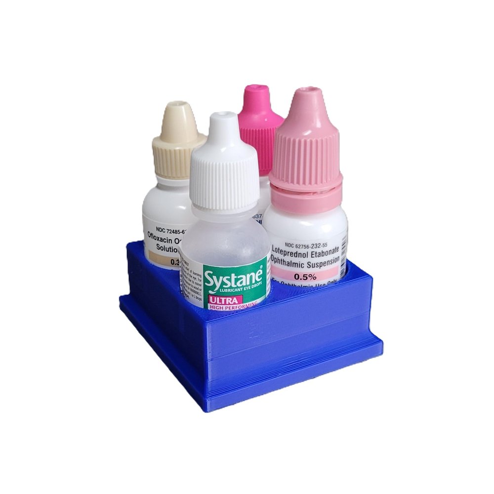 Znet3D Eye Drop Bottles Organizer & Storage 4-Slot Holder (Blue)