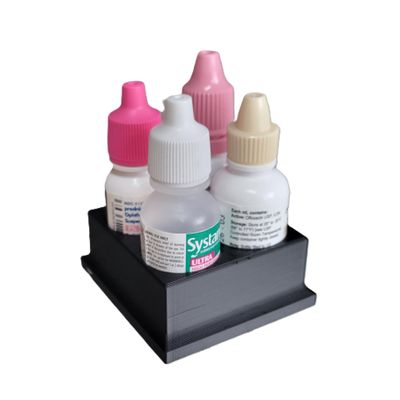 Znet3D Eye Drop Bottles Organizer & Storage 4-Slot Holder (Black)