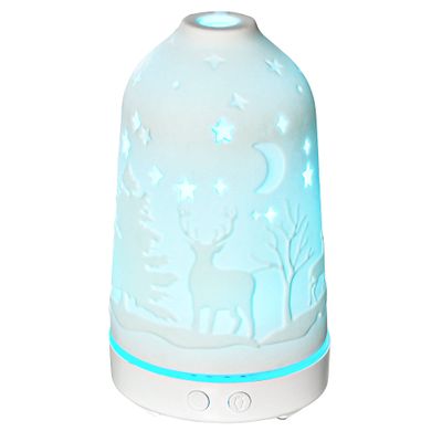 100ml Ultrasonic Aromatherapy Diffuser with Ceramic Cover - Essential Oil Humidifier with 7 LED Colors and Timer for Home and Office, White