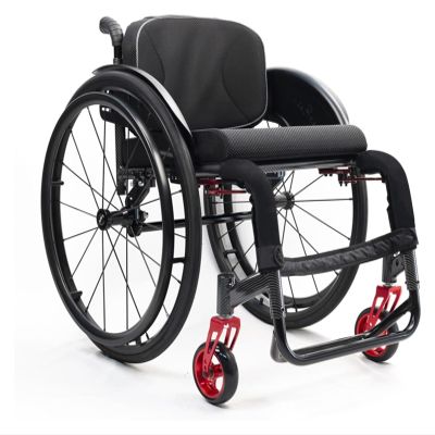 JINMLBO All-Terrain Sports Wheelchair - Aluminum, Portable, Lightweight, Adult Wheelchair with Anti-Tipper, Self-Propelled, Transport with Handbrakes(43cm/16.9in)