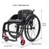 JINMLBO All-Terrain Sports Wheelchair - Aluminum, Portable, Lightweight, Adult Wheelchair with Anti-Tipper, Self-Propelled, Transport with Handbrakes(43cm/16.9in) view 2