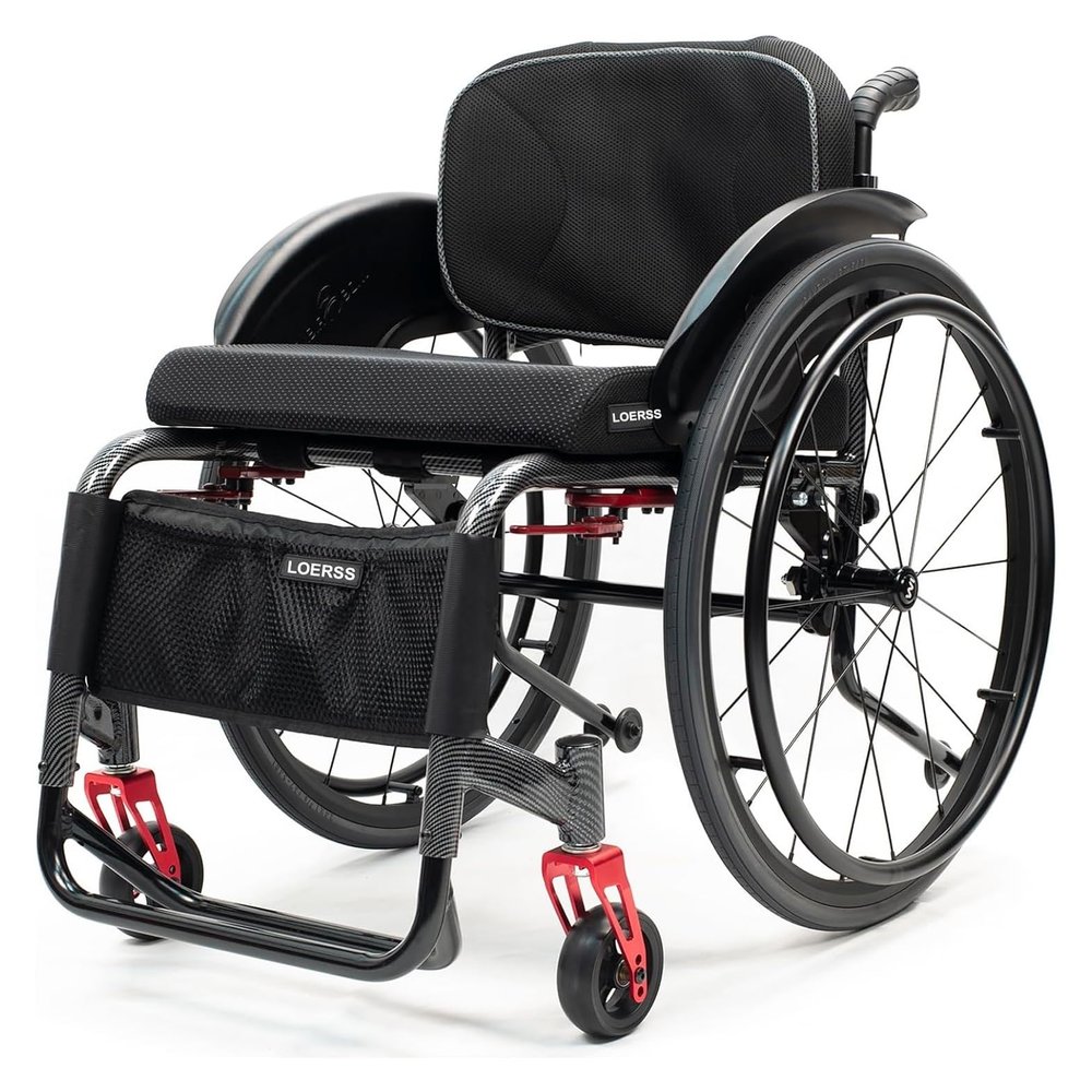 JINMLBO Wheelchair,Lightweight Transport Wheelchair,Aluminum Lightweight Wheelchairs for Adults,Sports Portable Wheel Chair,with Handbrakes and 24 Inch Quick Release Wheelsn(Hard Backrest,43cm/17in)