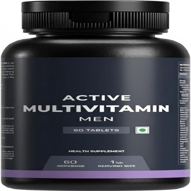 Active Multivitamin for Men - 60 Tablets | 25 Vital Vitamins & Minerals with Zinc, Vitamin C, D, and B12 | Enhances Energy, Stamina & Immunity