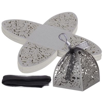 PATIKIL 2.36x2.36x2.76 Inch Favor Boxes, 50 Pcs Candy Party Gift Boxes for Wedding Mother's Day Easter Anniversary Christmas Graduation Celebration, Dark Silver
