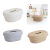 QEFVVOMM Tissue Box Holder Napkin Paper Box Cover Cotton Rope Woven Napkin Storage Boxes Cosmetic Tissue Dispenser Decorative Basket Cotton Rope Tissue Organizer,Convenience and Tidiness(Milky White) view 2