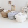 QEFVVOMM Tissue Box Holder Napkin Paper Box Cover Cotton Rope Woven Napkin Storage Boxes Cosmetic Tissue Dispenser Decorative Basket Cotton Rope Tissue Organizer,Convenience and Tidiness(Milky White) view 4