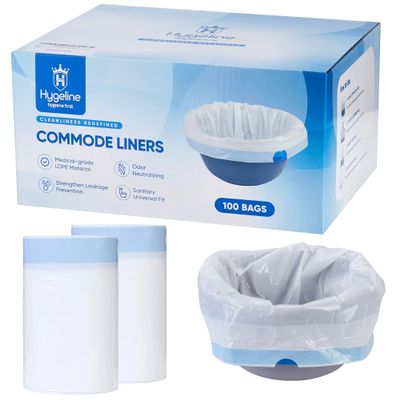 100 Pack Unscented Bedside Commode Liners for Portable Toilet, Disposable Potty Liners and Commode Bags for Commode Bucket, Universal Fit Portable Toilet Liners for Easy Cleanup