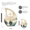 JAGLASH Fishing Burial Urns for Adult Male - Father and Daughter Funeral Urns for Human Ashes Adult Female - White Cross Drop Cremation Urn - Large Memorial Urn for Ashes for Women - 10 Inch view 2