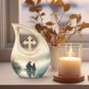 JAGLASH Fishing Burial Urns for Adult Male - Father and Daughter Funeral Urns for Human Ashes Adult Female - White Cross Drop Cremation Urn - Large Memorial Urn for Ashes for Women - 10 Inch view 3