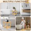 CUAJHNPX Corner Shower Foot Stool for Shaving Legs Bathroom Foot Rest Bench Shower Storage Shelf Bamboo Small Step Stools Seat for Spa Shampoo Towels view 3