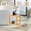 CUAJHNPX Corner Shower Foot Stool for Shaving Legs Bathroom Foot Rest Bench Shower Storage Shelf Bamboo Small Step Stools Seat for Spa Shampoo Towels view 4