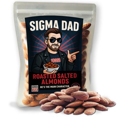 Uncle Franks Sigma Dad Almonds - Funny Birthday Gift for Dad, Cool Dad Gifts for Men, Premium Roasted Almonds Made in USA, Christmas Gag Gift for Father, Man Cave Snack Pack, Healthy Salty Treats, Stocking Stuffers for Dads