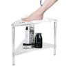 CUAJHNPX Acrylic Shower Stool for Shaving Legs Heavy Duty 220Lbs Non Slip Corner Shower Bench with Storage Shelf Easy Assemble Bath Foot Rest for Small Spaces Clear 15 35 X15 63 X14 37 view 1