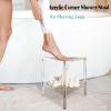 CUAJHNPX Acrylic Shower Stool for Shaving Legs Heavy Duty 220Lbs Non Slip Corner Shower Bench with Storage Shelf Easy Assemble Bath Foot Rest for Small Spaces Clear 15 35 X15 63 X14 37 view 2