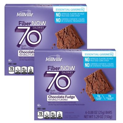 2 Box - Fiber Now 70 Calorie Bars Chocolate Fudge Flavor | (6 Bars), 5.29 oz (150g) | Delicious Low-Calorie Snack, High Fiber Treat, Guilt-Free On-the-Go Bar