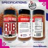 Killer Hogs Rib Rub Premium BBQ Barbecue Spice Seasoning 2 pk (22.68 oz) + Guide & Bottle Opener (4 Items)! view 3