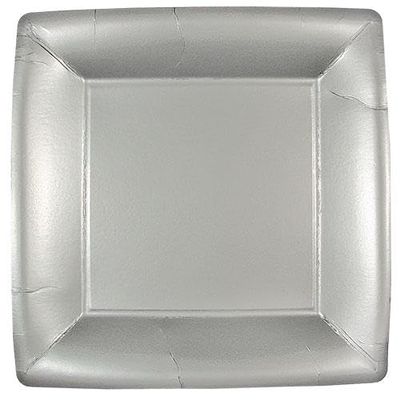 EcoQuality 10 inch Silver Square Dinner Paper Plate Disposable Elegant Party Plates for Weddings, Birthdays, Catering, Events, and Buffet Table Heavy Duty Paper Dinnerware (96)