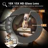 10X 15X Magnifying Glass with Light and Stand, 5 LED Color Modes Stepless Dimmable, Flexible Gooseneck Lighted Magnifying Glass with C-Clamp and Mental Base for Craft Close Work Sewing Reading view 2