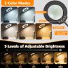 10X 15X Magnifying Glass with Light and Stand, 5 LED Color Modes Stepless Dimmable, Flexible Gooseneck Lighted Magnifying Glass with C-Clamp and Mental Base for Craft Close Work Sewing Reading view 3