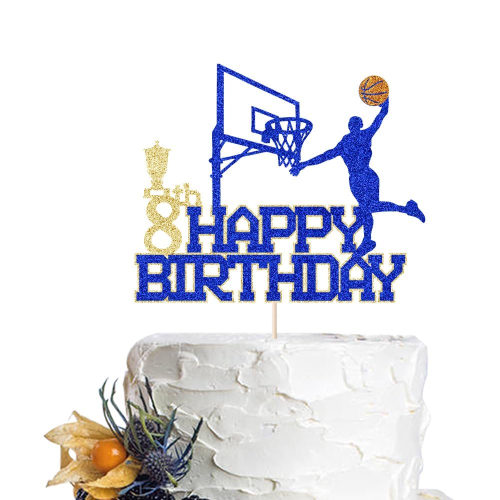 Basketball Happy 8th Birthday Cake TopperBasketball Sports ThemeBoys Girls 8Years Birthday Party Decorations Supplies,Pick 8 Fabulous Cake Decoration (8)