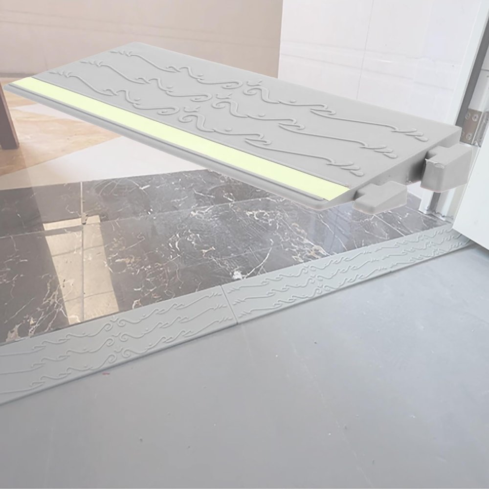 Slope Pads Door Transition Strip Rubber Curb Ramp for Wheelchair Access Temporary Ramp Over Stairs Night Glow Feature(9.84x4.72x2.17in)