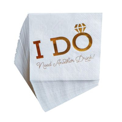 40pcs White and Gold I Do Wedding Napkins,Wedding Engagement Bridal Shower Party Table Decorations Disposable Paper Luncheon Napkins