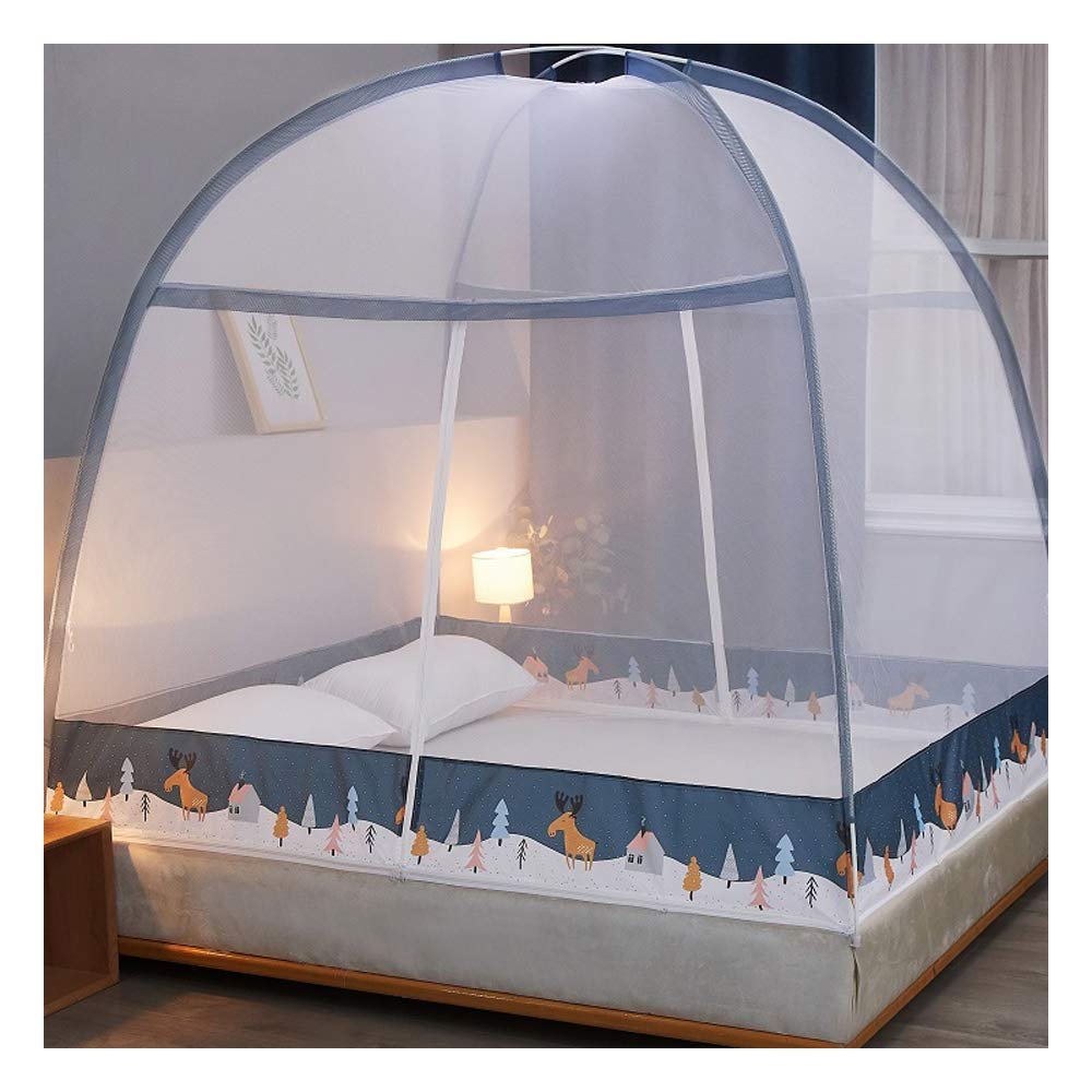 Bed Mosquito Net, Nets Folding Double Door with Bottom Moustiquaire Bed Zipper Anti Mosquito Bites for Adult Travel (5,1.2 * 2m)