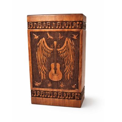 AA GLOBEL WOOD AND CRAFTS Vintage Fragile Wing Designed URN Box or Casket for Human Ashes- Real Wood Cremation Urn For Human Ashes, Adult Women/men (MEDIUM)