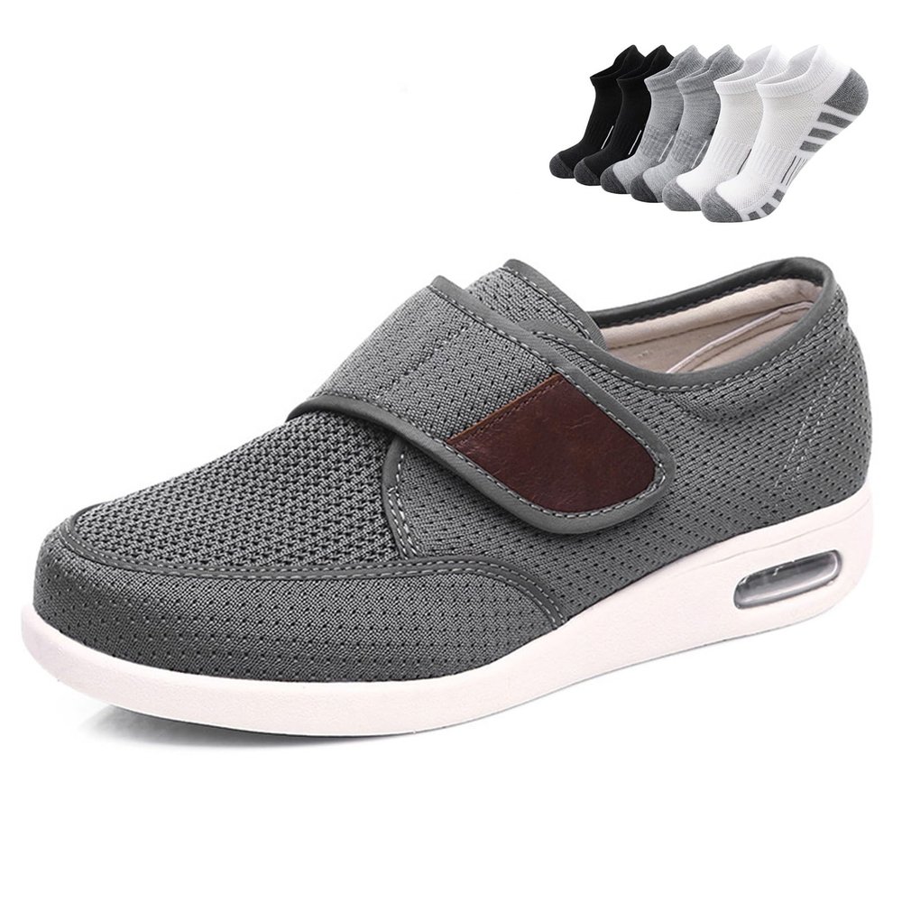 LFFTBK Diabetic Men's Shoes,All Day Foot Protection Slippers and Walking Shoes(Gray,8US)