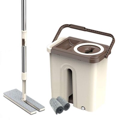 Mop & Bucket for Kitchen Floor Cleaning with Washable Microfiber Mop Pads 360 Degree Rotated Mop d Stainless Steel Pole