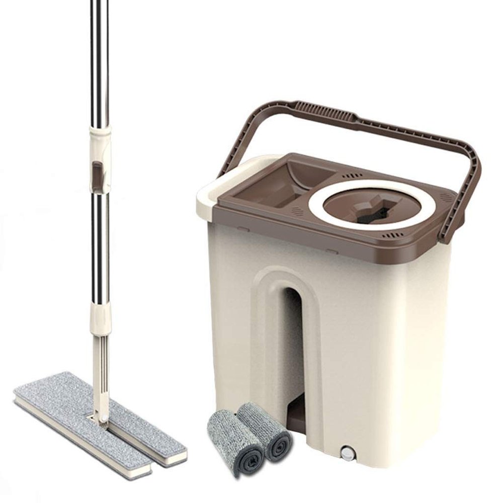Mop & Bucket for Kitchen Floor Cleaning with Washable Microfiber Mop Pads 360 Degree Rotated Mop d Stainless Steel Pole