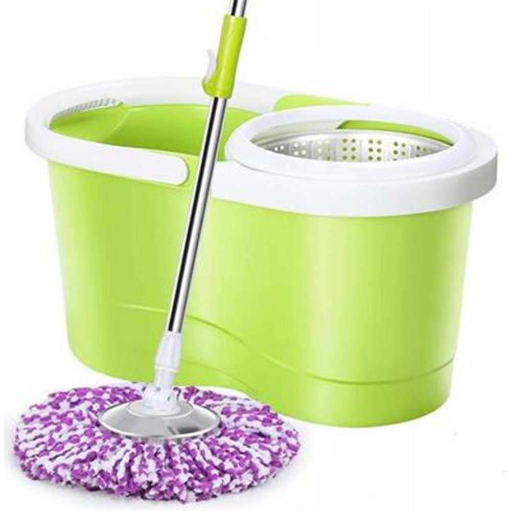 Spin Mop Wringer Bucket Set - for Home Kitchen Floor Cleaning - Wet/Dry Usage on Hardwood & Tile - Upgraded Self-Balanced Easy (Color : Brown) (Brown)