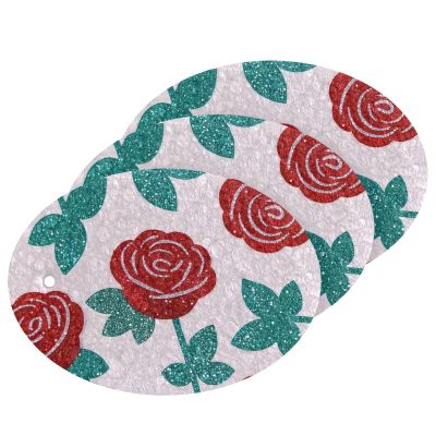 Fake Glitter Cartoon Rose Flower Pink Absorbent Large sponges for Cleaning All-Purpose Decorative Cleaning sponges for Household use Stain & Odor Resistant (3 Count)