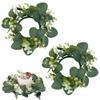 AHANDMAKER 2Pcs Artificial Eucalyptus Wreath, 9" Candle Rings, Spring Summer Green Mixed Round Leaf Wreath for Wall Window Festival Farmhouse Porch Patio Garden Wedding Decor view 1