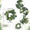 AHANDMAKER 2Pcs Artificial Eucalyptus Wreath, 9" Candle Rings, Spring Summer Green Mixed Round Leaf Wreath for Wall Window Festival Farmhouse Porch Patio Garden Wedding Decor view 2