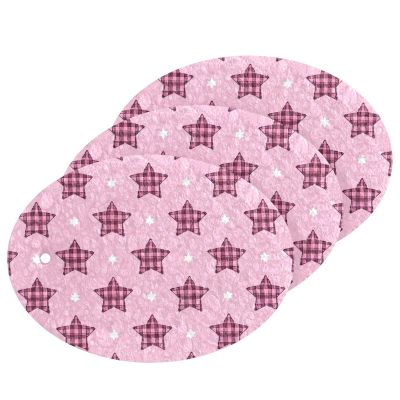 Cartoon Pink Checkered Plaid Stars Absorbent Kitchen sponges and scrubbers Non-Scratch Decorative Kitchen sponges for Washing Dishes for Dishes,Pots,Pans All at Once (3 Count)