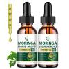 (2 Pack) Organic Moringa Liquid Drops, Moringa Supplement with Turmeric, Black Pepper, Grape Seed Extract, Pure Moringa Oleifera Leaf Extract for Skin, Gut, Immune Support, More Potency Than Powder view 1