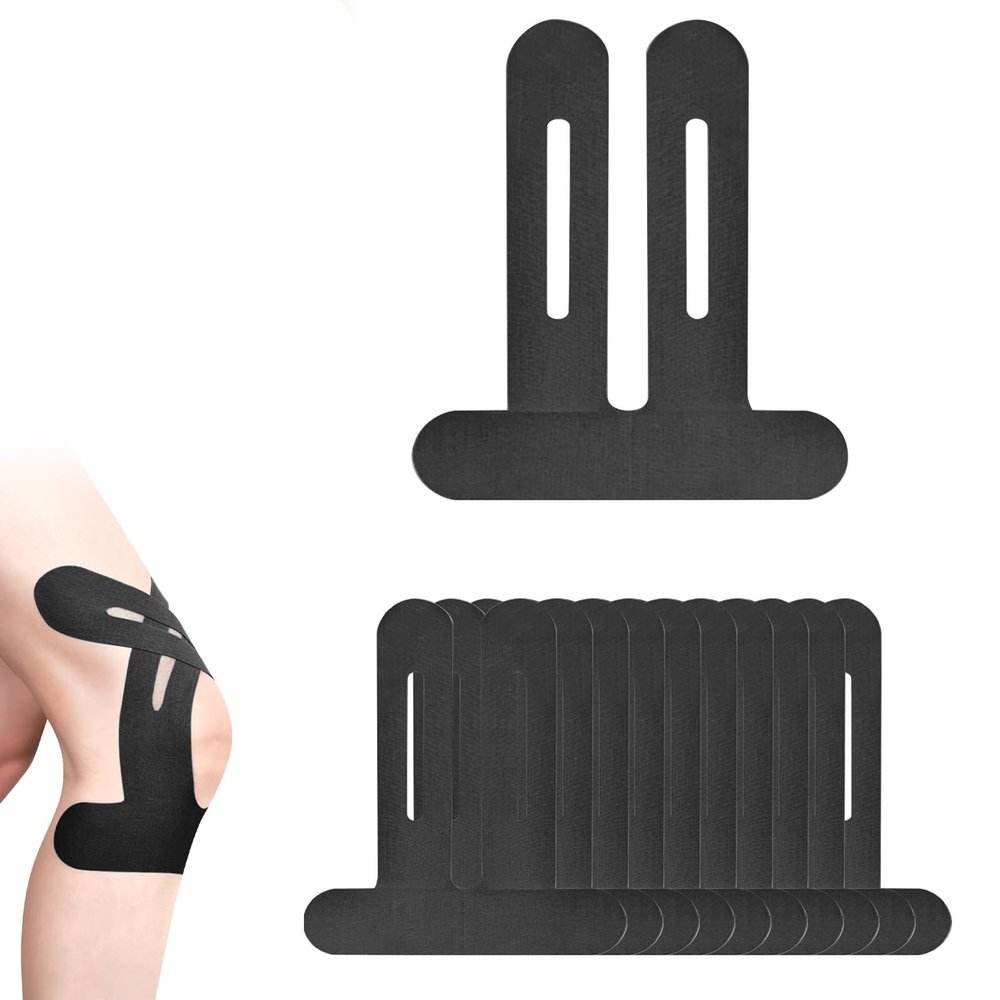 10 PCS Precut Kinesiology Tape for Knees, Muscle Tape Precut Strips for Knee Pain Relief, Athletic Tapes Sports Tapes Knee Support & Stability (Black)
