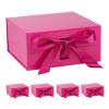 OEMVALATY Bright Pink Gift Box,6x6x3 Inches Gift Boxes with Lids for Presents with Magnetic Closure and Ribbon for Wedding,Storage,Birthday(5-Pack) view 1