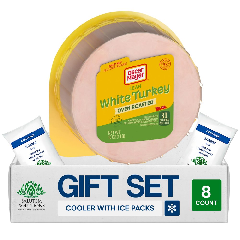 Salutem Vita Oven Roasted White Sliced Turkey Deli Lunch Meat, Gift Set Pack of 8
