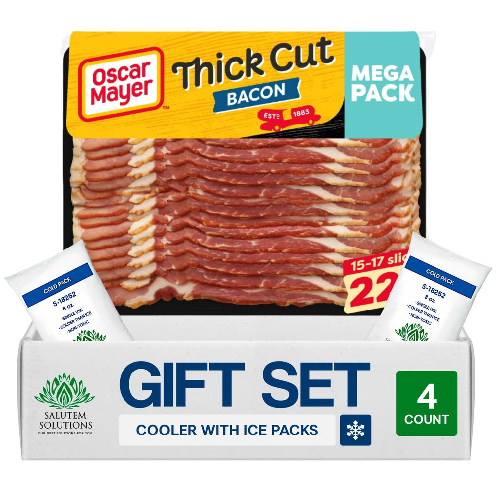 Salutem Vita Thick Cut Bacon, 12 Hour Smoked, Mega Pack, Gift Set Pack of 4