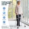 Folding Walker with Trigger Release and Glide Skis for Seniors Elderly, 5 Inches Front Wheels Support Up to 350lbs view 3