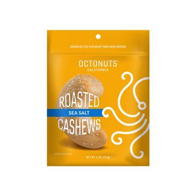Octonuts Dry Roasted Cashews with Sea Salt 5oz Simple Plant-Based Protein Snack Healthy Snacks for Adults & Kids - Only 3 Whole Ingredients, Keto Friendly, Vegan, Non-GMO Verified