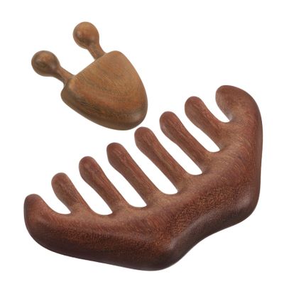 Ipetboom Wooden Scalp Wide Tooth Comb for Hair Care and Facial Relaxation Natural Wood Massage Tool for Scalp Face Neck and Back for Home and Travel