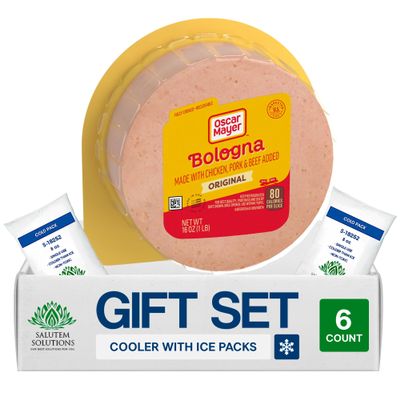 Salutem Vita Sliced Bologna Made with Chicken, Pork, and Beef, Lunch Meat Gift Set Pack of 6