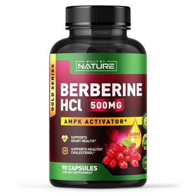 Built by Nature Berberine HCl 500mg Supplement, 90 Capsules