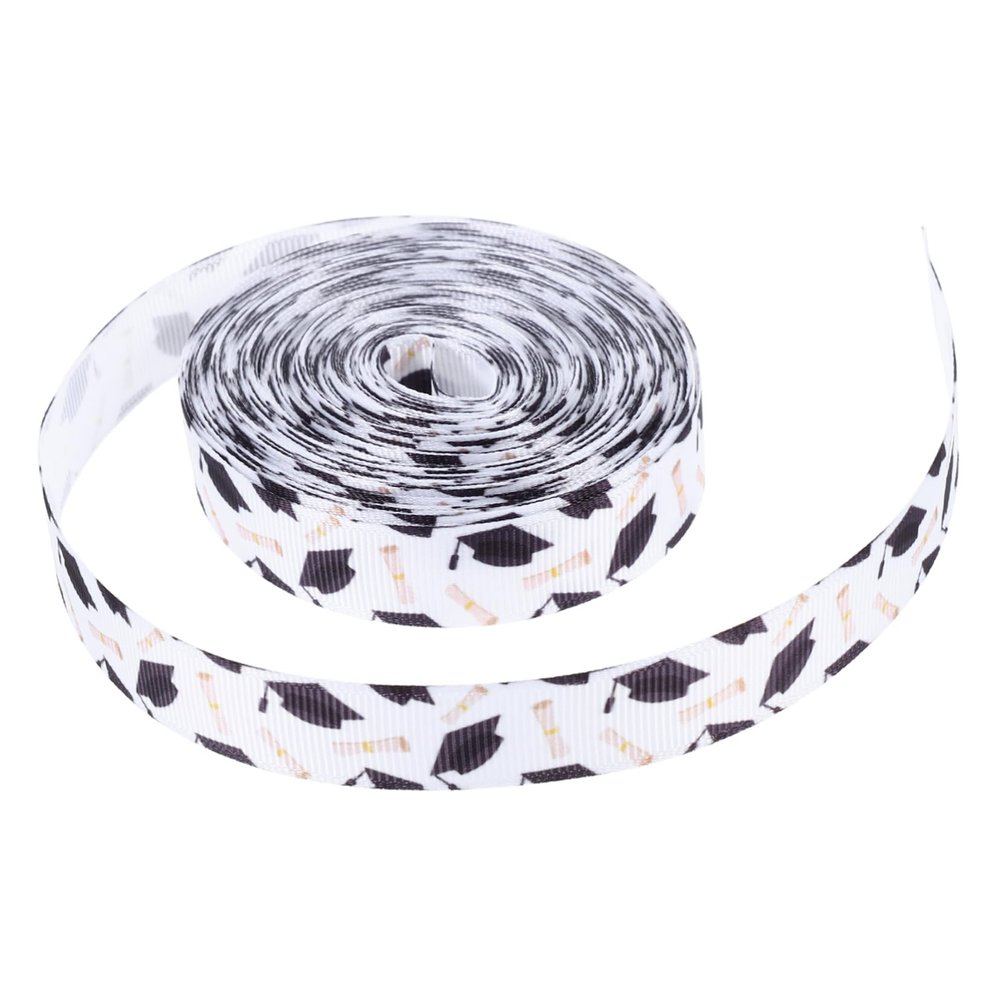 KALLORY 1roll Graduation Wrapping Ribbon Unique Ribbon for Graduation Party Decorations Elegant Congrats Accessories for Present Wrapping and Celebrations