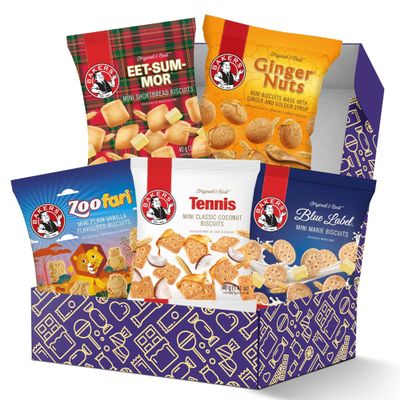 Bakers Biscuit Gift Box 5-Pack Mini Sampler with Eet-Sum-Mor, Ginger Nuts, Zoofari, Coconut & Marie Biscuits Authentic Assorted Snacks in Gift-Ready Packaging from South Africa
