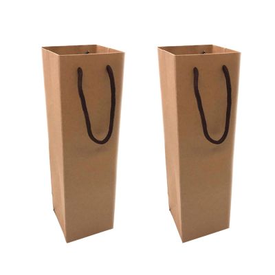 BRIGHTFUFU 12Pcs Portable Red Wine Bag Paper Carrier Tote with Sturdy Rope Handles Wine Spirits and Liquor Special Occasions