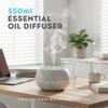 550ml Large Capacity Essential Oil Diffuser 6 Essentil Oil Set Aromatherapy Ultrasonic Air Humidifier with Timer and 7 Color LED Night Light Remote Control Waterless Auto-Off White Wood Grain view 2